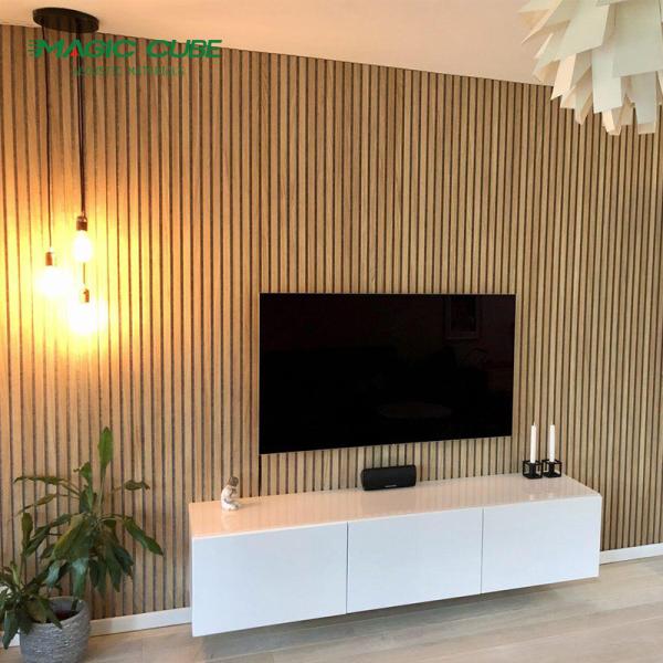 High Performance Wood Slat Acoustic Panels For Living Room Eco Friendly