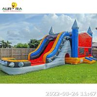 Inflatable Bounce House Blue PVC Bouncy Castle Kids Jumping With Blower