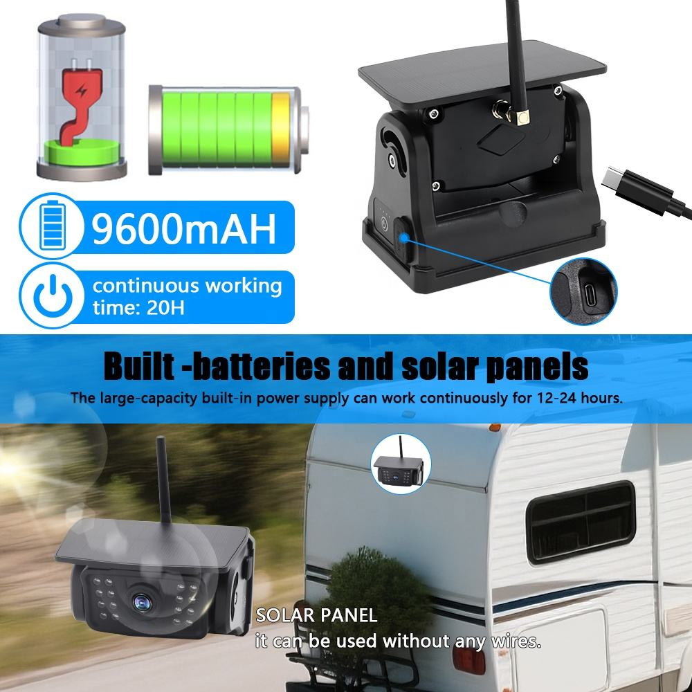 WiFi Solar Car Camera Magnetic Base Wireless AI BSD Blind Spot Alarm Rear Backup Camera Night Vision Waterproof No-Damage Installation