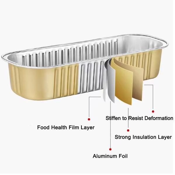 18 oz contenant en feuille d'aviation lisse 520 ml boîte de déjeuner en feuille d'aluminium de qualité aviation