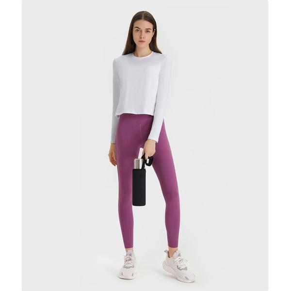 High Elastic Long Sleeve Crop Tops Workout Athletic Gym Cropped Casual Sweatshirts