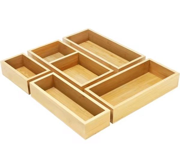 Luxury Bamboo Drawer Organizer - Multifunctional Drawer Organizer for Kitchen, Bathroom, Office Desk, Cosmetics, Jewelry