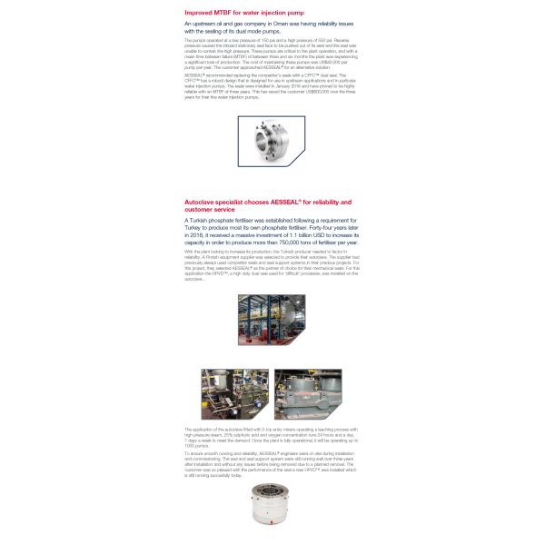 Double Cartridge AESSEAL Mechanical Seal Types CFFC HPVD For Pumps