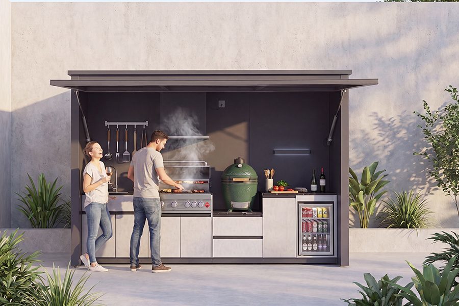 Industrial Modular Outdoor Bbq Kitchen Pod & Entertainment Center