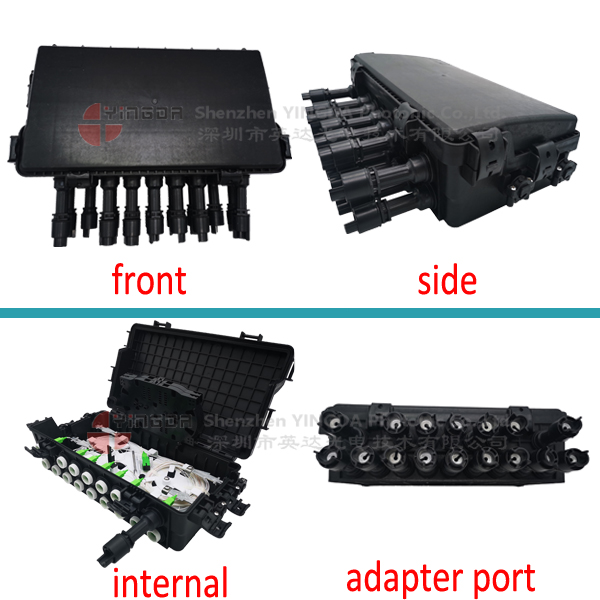 SC Adapter Coupler Fiber Cable Joint Box Closure 16 Ports 2 In 2 Out PP Black Color