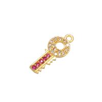 Pendentes chapeados ouro do vintage 18k do OEM Sterling Silver Key Charm Zircon