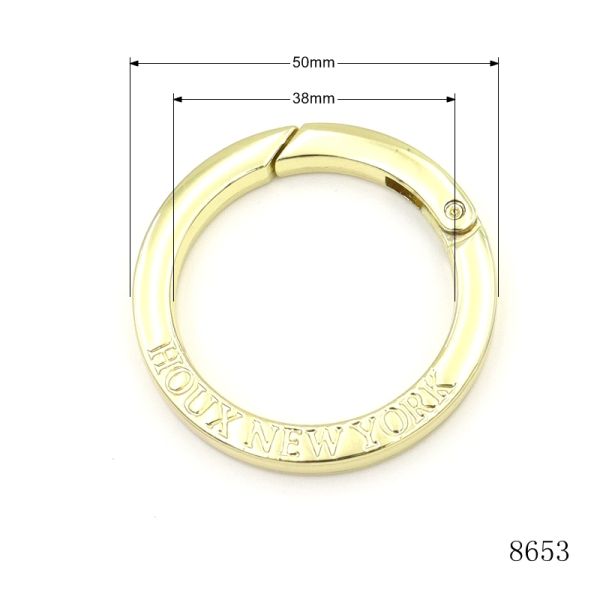 Durable Quality Gurantee Metal Big Spring O Ring Gold Plating Custom Logo Carabiner Clasp