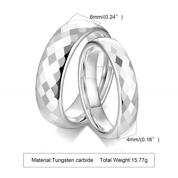 Anneau de mariage en tungstène argenté-or polonais coupé en diamants pour hommes, femmes, style tendance type religieux