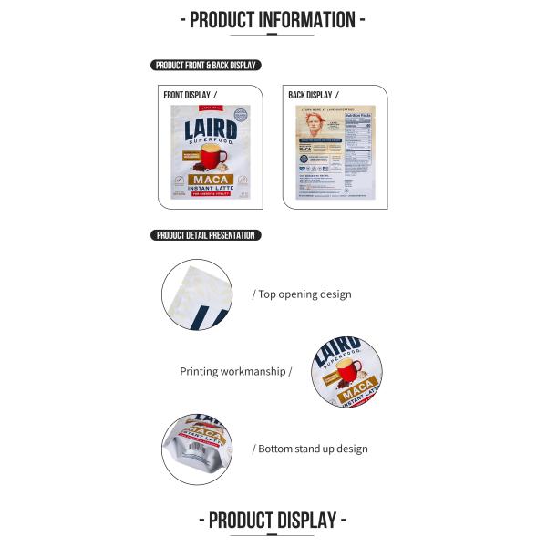 Custom Printing Protein Milk Powder Coffee Bean Plastic Packaging Bag Zipper Packaging Pouch