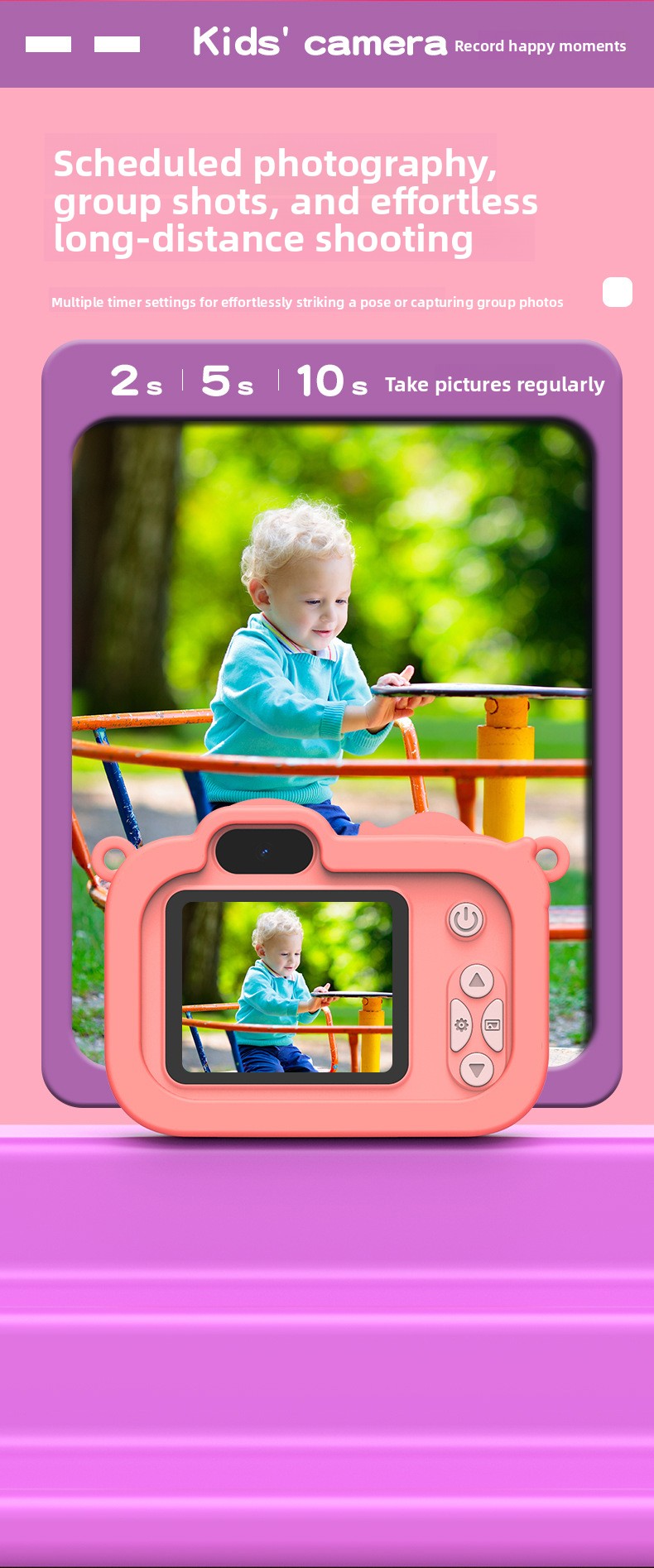 Feitianma 2.0 Inch Screen 1080P HD Dual-lens Children's Camera with Unicorn Graphic Design Children's Toy Gift