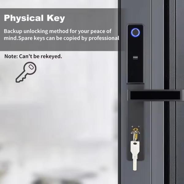 TTlock Tuya Hotel Lock Black NFC Digital Door Lock With Handle