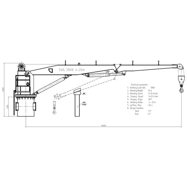 Grue hydraulique de pivotement de boom d'articulation de piédestal Équipement de plate-forme de bateau
