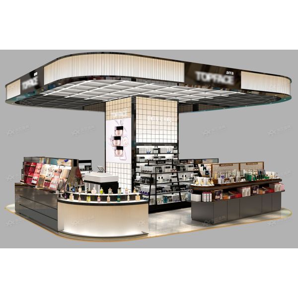 BKC020 Luxury Makeup Booth Design Cosmetic Kiosk Mall Display for Beauty Store Interior Design