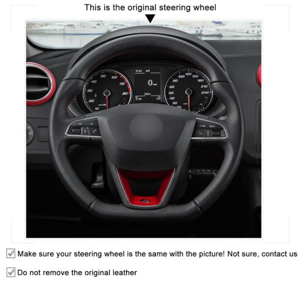 Seat Leon Cupra R Leon ST Ateca FR Ibiza 2013-2019 Hand Sew Blue Artificial Leather Steering Wheel Cover