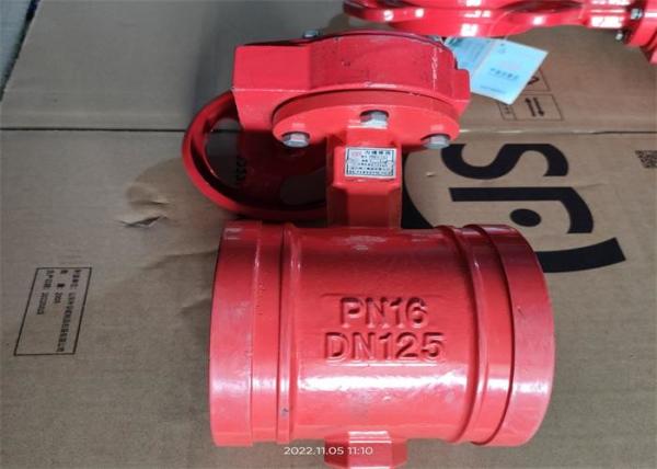 Turbine Groove Red Butterfly Valve Red Color Dn100 Mm