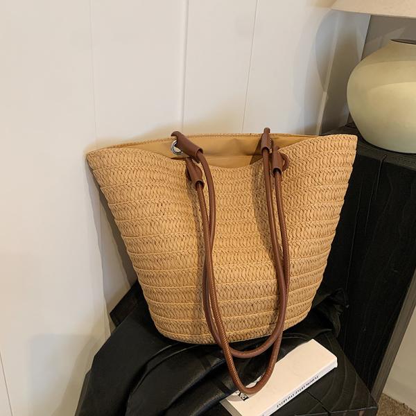 Crochet Straw Raffia Tote Bag Handmade Luxury Tote Handbag Beach Bag Handle Raffia Straw Bag Eco-Friendly New Design Crochet Tote Bag
