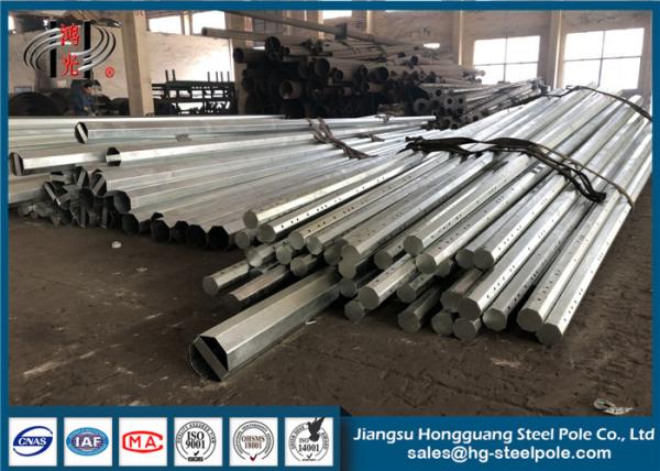 Hot Dip Galvanized Steel Electric Pole , OEM Power Distribution Poles