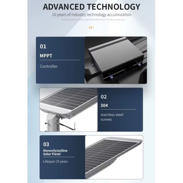 Solar Street Light with Adjustable Panel Bright LED for Park Lighting