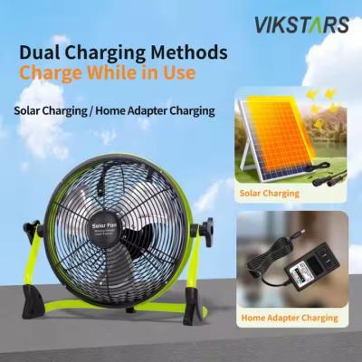 Outdoor Portable Fan Rechargeable Household Emergency 12 Inches 14 Inches Solar Floor Fan Quiet Solar Power Fan