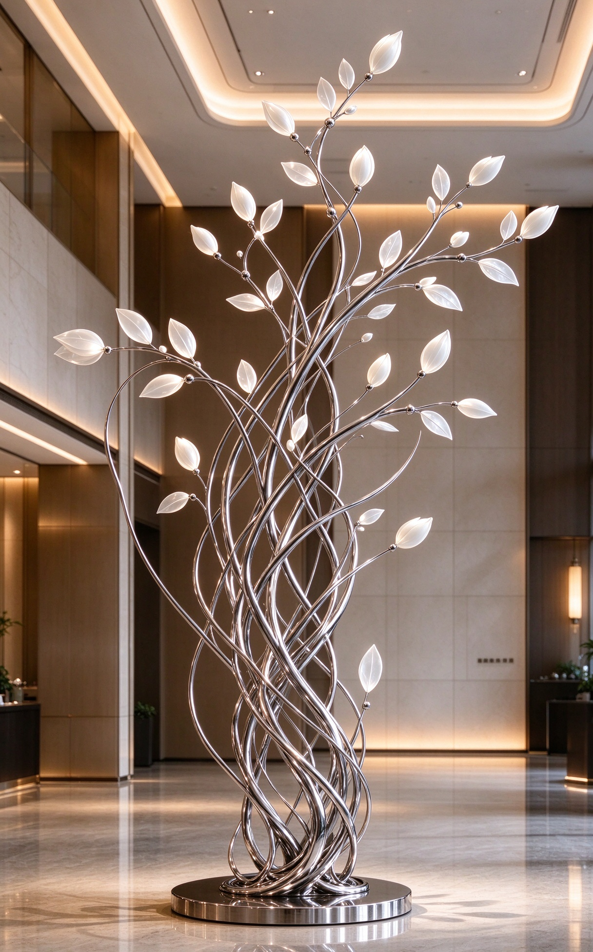 3m LED Illuminated Abstract Vine Metal Sculpture for Commercial Landscape Art Installations