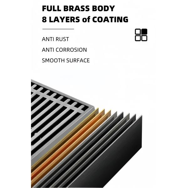 Gun Grey Bathroom Shower Accessories Floor Drain Full Brass Body Multi Layer Coated