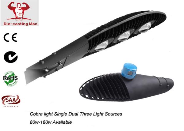 Fotocélula de alumínio impermeável exterior alta SPD do alojamento IP66 da luz de rua do poder superior da ESPIGA da cobra do lúmen 150w 180w opcional