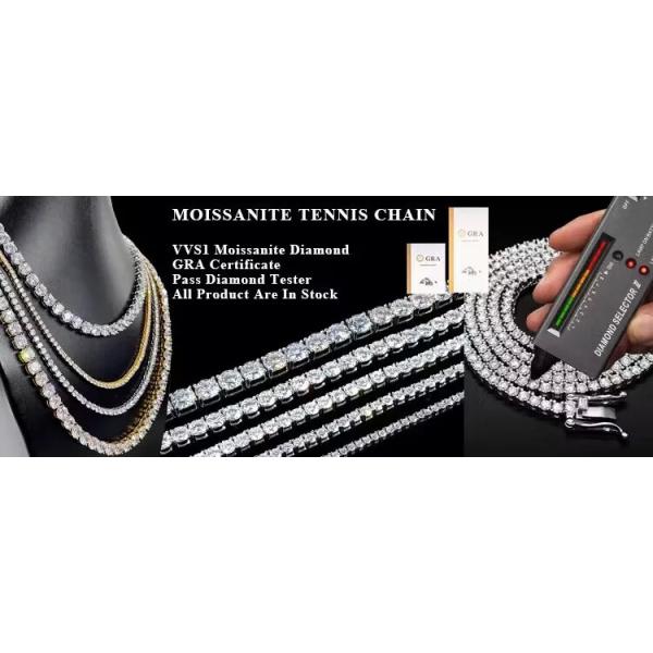 Тазобедренные ожерелье тенниса Moissanite цепи 925 тенниса Moissanite хмеля стерлинговое серебряное