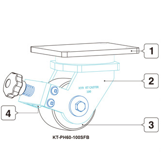 PU 4 Inch Heavy Duty Swivel Casters 1000kg Medical Bed Casters With Lock Brake