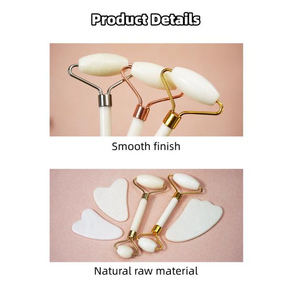 Skin Care Tool Natural White Jade Stone Gua Sha Scraping Board Guasha Face Roller Gift Box Set for Body Muscles Massage