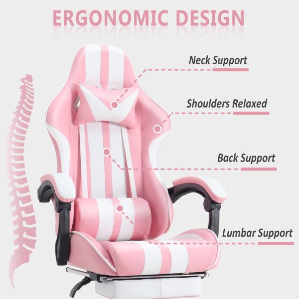 Computer Office Gaming Chair with Footrest and Lumbar Support Maximum Weight Recommendation of 300 Pounds