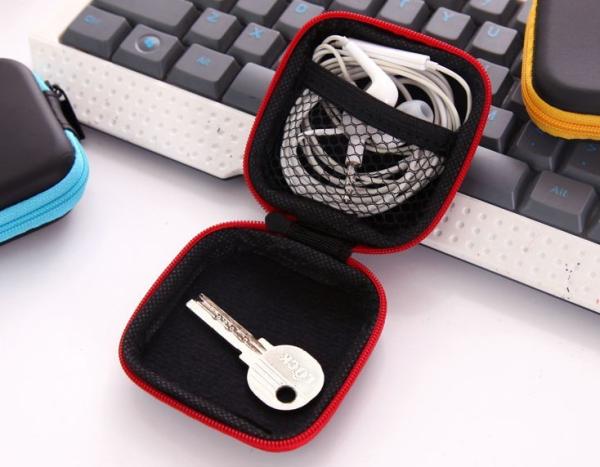Headphones package EVA fabric 7.5*7.5*3cm  black color logo customized