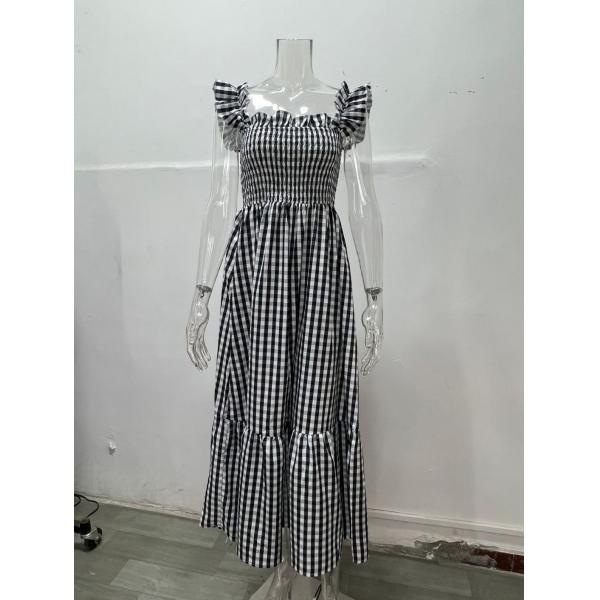 ODM Casual Swing Dress Knitted Full Length Multicolor Round Collar