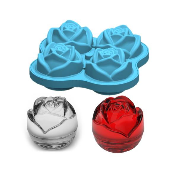 Silicone Rose Ice Ball Maker Easy Release Large Ice Cube for Cocktail Snack Trays