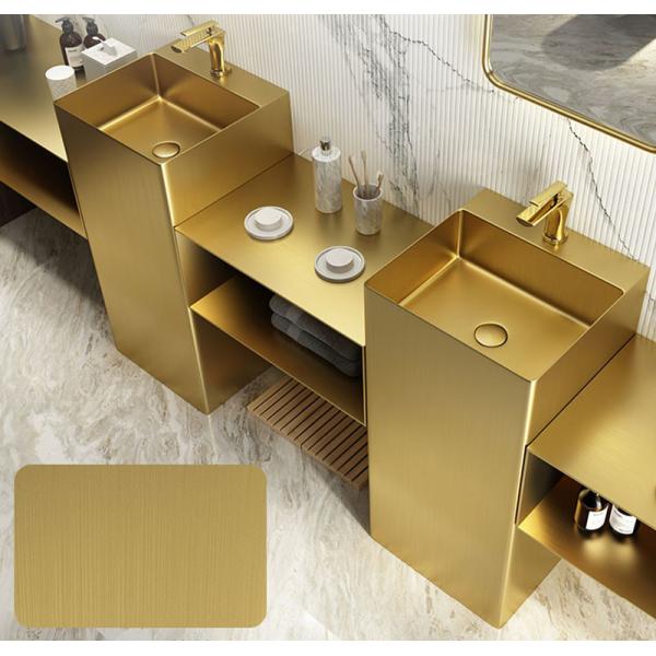 Stainless Steel 304 Bathroom Standing Sink , Square Column Pedestal Wash Basin