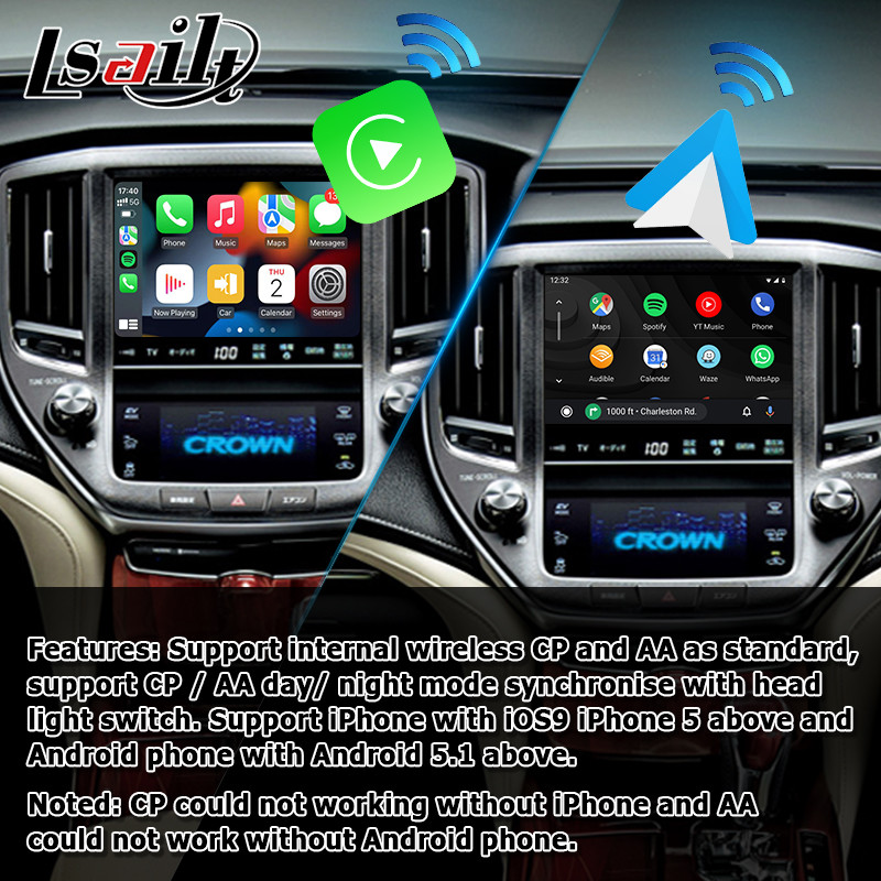 Подъем мультимедийной системы беспроводного carplay андроида стиля OEM спортсмена кроны S210 AWS215 GWS214 Majesta Тойота автоматический ВСПОМОГАТЕЛЬНЫЙ