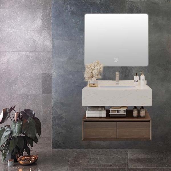 Black Walnut Custom Made Vanity Cabinets 80*25*50cm Wall Mounted