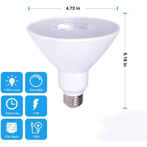 Power 6 Count Cold White E26 5000K LED Floodlight Spotlight Bulb for Outdoor Lighting