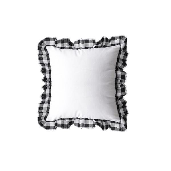 Sublimation Pillow Covers Blanks Heat Transfer Printed Plaid With Ruffled Lace