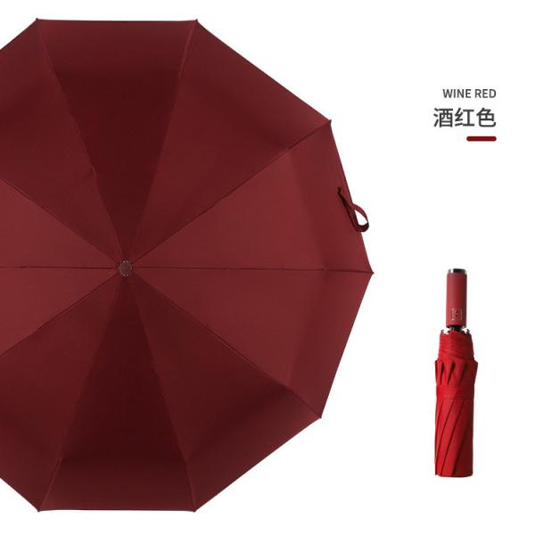 Personalized Logo Printed Auto Open 3 Fold Business Umbrella with Rubber Coated Handle