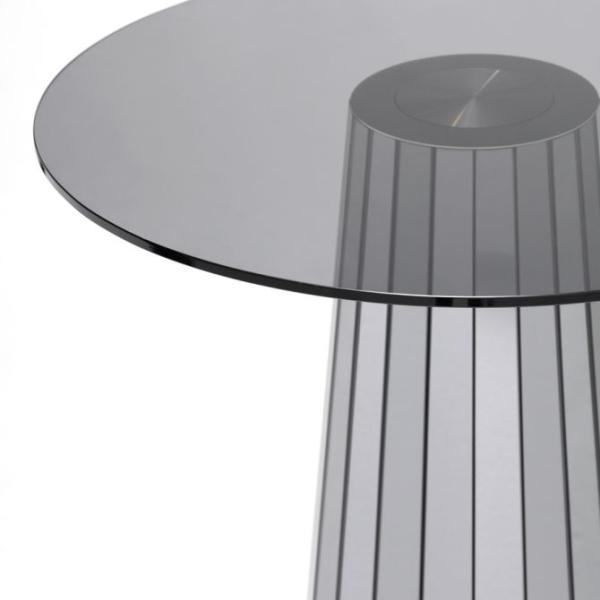 Modern Mirrored Circle Glass Coffee Table For Contemporary Living Room 64x64