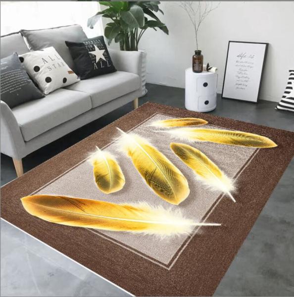 160*250cm Rectangle Living Room Floor Carpets By 3D Printed Feather Pattern