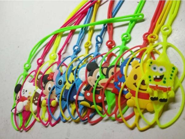 Custom Disney 3d Carton Silicone Phone Lanyard Necklace With Holder Flexible , For Boys Girls Christmas Gift