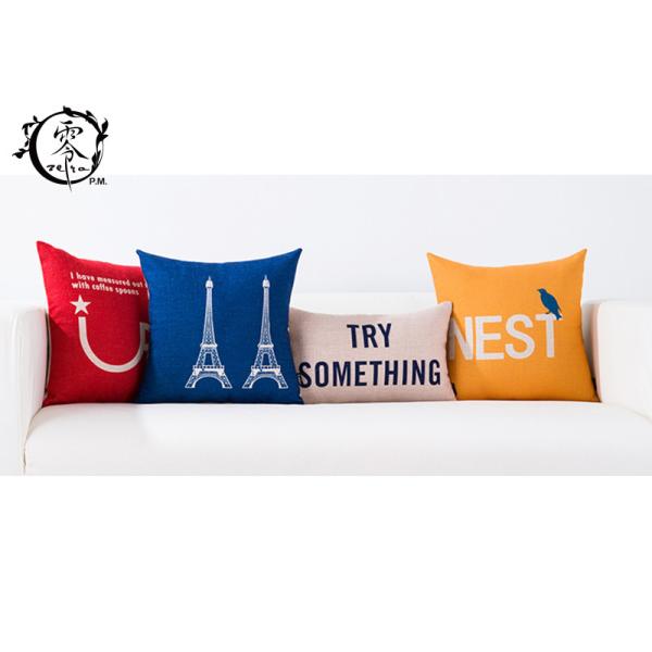 Sofa Cute Cartoon Simple Letter Pillows Cotton Linen Decorative Cushion Cover Pillowcase