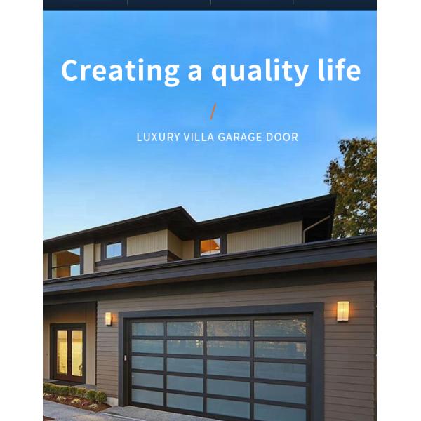 Tipo de apertura de alta seguridad Manual o automático estanqueidad al agua Clase 3 Vidrio transparente Puerta de garaje seccional moderna de operación inteligente personalizada Puerta de garaje
