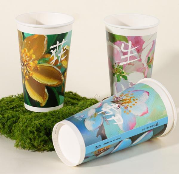 Commercial Thickened Milk Tea Sustainable Coffee Cups Leak Proof Lids Eco Friendly Takeaway