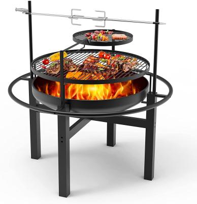 32'' Steel Barbecue Outdoor Wood Burning Fire Pit Backyard With Cooking Grill