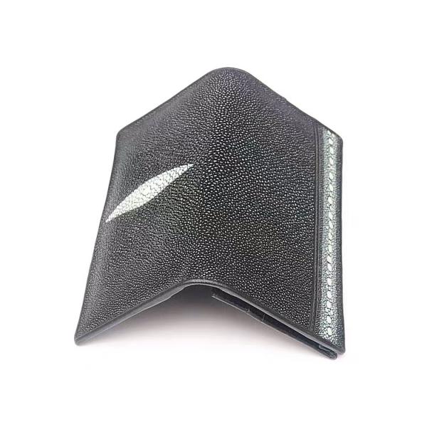 Unisex Style Authentic Stingray Skin Women Men Slim Bifold Wallet Card Bag Genuine Leather Female Male Thin Clutch Purse