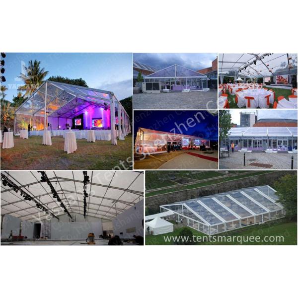 Beautiful Transparent Fabric clear top tent rental , outdoor party tents Decorated with Lantern