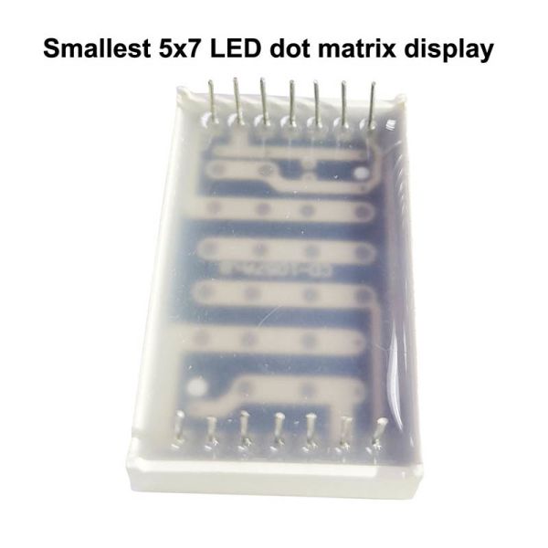 22.8x39.1mm 5x7 Round Type LED Dot Matrix Display 3mm (Ultra Bright Red/Green/Blue/RGB, Common Anode/Cathode)