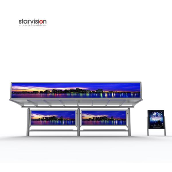 Simple Elegant 1600mm High Smart Bus Shelter With Outdoor Advertising Light Box